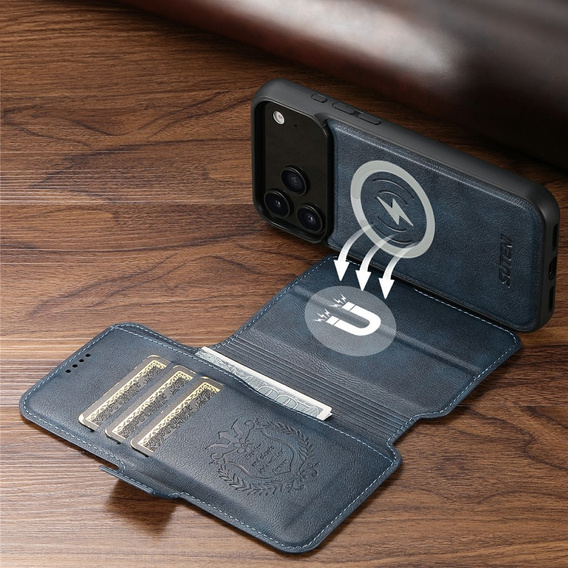Etui z klapką 2w1 SUTENI do iPhone 17 Pro Max, do MagSafe, niebieskie