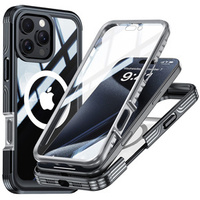 Etui do iPhone 16 Pro, Shockproof, ze szkłem, do MagSafe, czarne