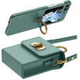 Etui do Samsung Galaxy Z Flip7 FE / Z Flip6, Finger Ring, z paskiem, zielone