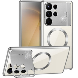 Etui Magnetyczne do Samsung Galaxy S23 Ultra 5G, Aroma Hybrid, srebrne