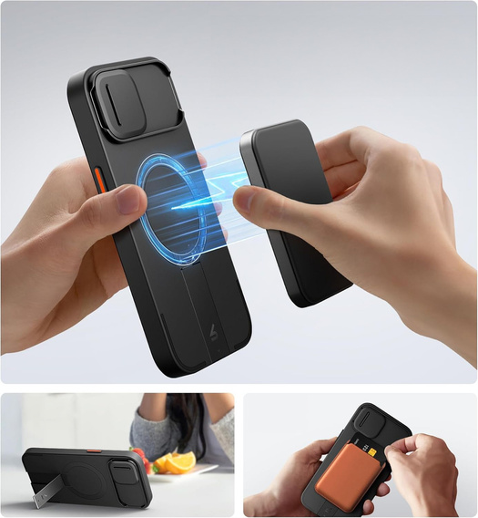 Etui do iPhone 15, Suritch Shockproof, do MagSafe, czarne