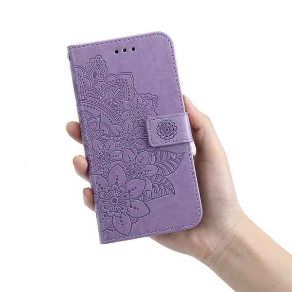 Etui z klapką do Samsung Galaxy S21 FE, Mandala, fioletowe