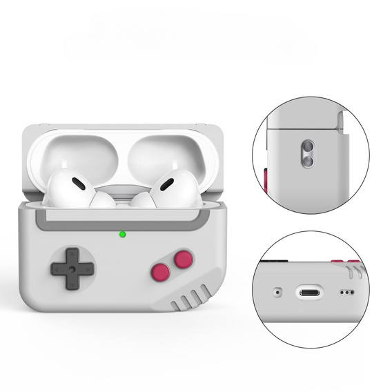 Etui pancerne na Słuchawki Apple Airpods Pro 2, Konsola Retro, Białe