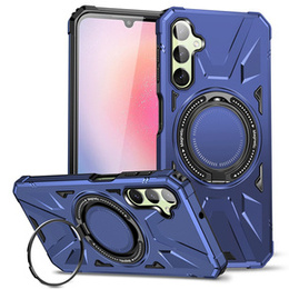 Etui do MagSafe do Samsung Galaxy A54 5G, pancerne z podstawką i blaszką do uchwytu, granatowe