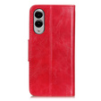 Etui z klapką do Samsung Galaxy S25 Edge, skórzane, czerwone