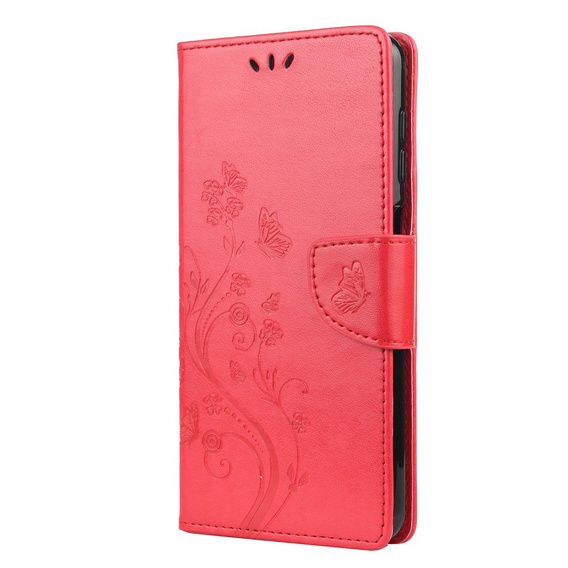 Etui z klapką do Samsung Galaxy A12 / M12 / A12 2021, Butterfly, czerwone