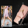 Etui do Samsung Galaxy A25 5G, Card Holder, z paskiem na ramię, różowe rose gold