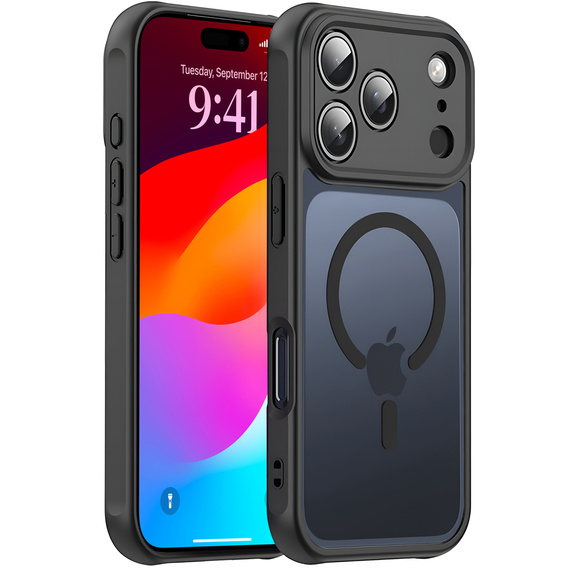 Etui do iPhone 17 Pro Max, do MagSafe, matowe z ochroną aparatów, czarne