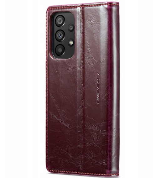 Etui z klapką CASEME do Samsung Galaxy A53 5G, Waxy Textured, bordowe