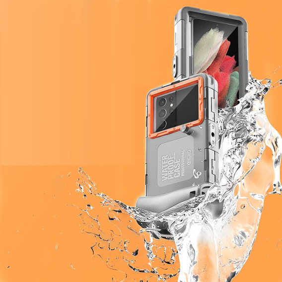 SHELLBOX Uniwersalne Etui Wodoodporne na telefon, srebrne / pomarańczowe
