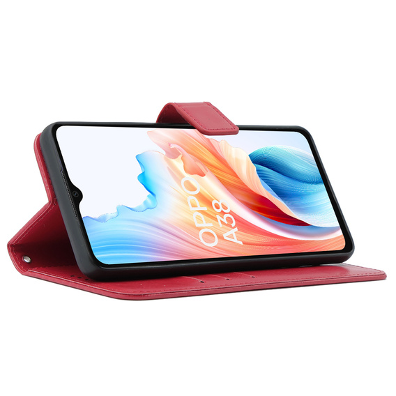Etui z klapką do Oppo A38 4G / Oppo A18 4G, Crazy Horse Wallet, czerwone