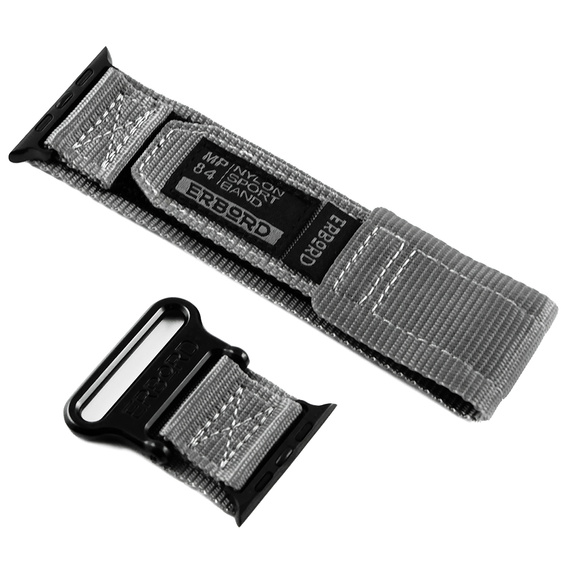 Pasek Nylonowy ERBORD MP84 do Apple Watch 1/2/3/4/5/6/7/8/9/10/11/SE Ultra 1/2/3 42/44/45/46/49mm, Szary