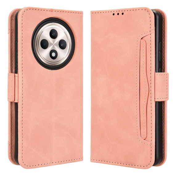 Etui z klapką do Oppo Reno 12FS / 12F, Card Slot, różowe