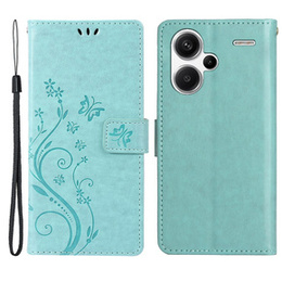 Etui z klapką do Xiaomi Redmi Note 13 Pro+, Butterfly, jasnoniebieskie