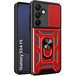 Etui pancerne do Samsung Galaxy S24 FE, CamShield Slide, czerwone