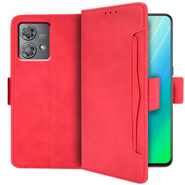 Etui z klapką do Motorola Edge 40 Neo, Card Slot, czerwone
