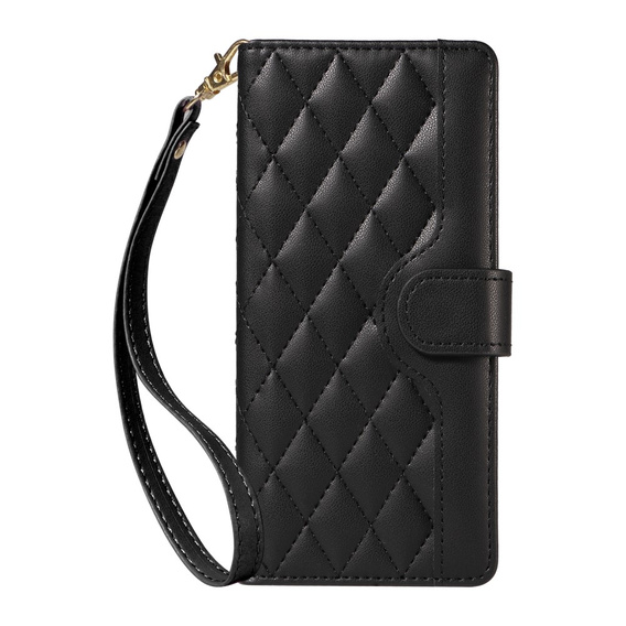 Etui z klapką do Xiaomi Redmi Note 14 Pro 5G / Xiaomi Redmi Note 14 Pro+ 5G / Xiaomi Poco X7 5G, Rhombus Crossbody Leather, czarne