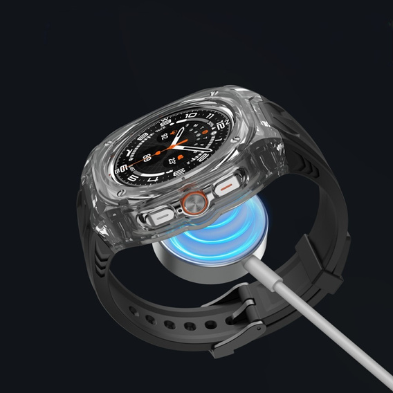 Pasek silikonowy z obudową ochronną do Samsung Galaxy Watch Ultra 47mm (2025 / 2024) – czarny, antywstrząsowy
