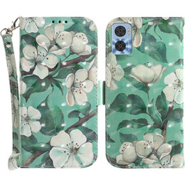 Etui z klapką do Motorola Moto E22 / E22i, Wallet, Flowers białe