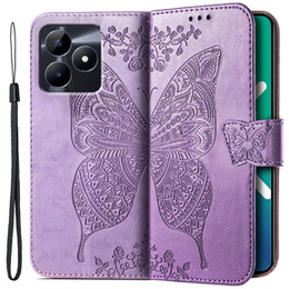 Etui z klapką do Realme C51, Butterfly, fioletowe