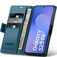 Etui do Samsung Galaxy S25 FE, ERBORD Glossy Litchi, portfel z klapką, niebieskie