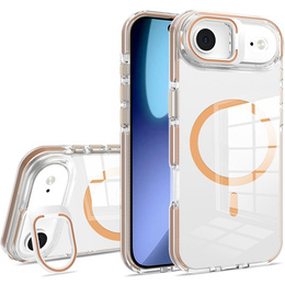 Etui do iPhone Air, do MagSafe, z podstawką, przezroczyste ze złotymi akcentami