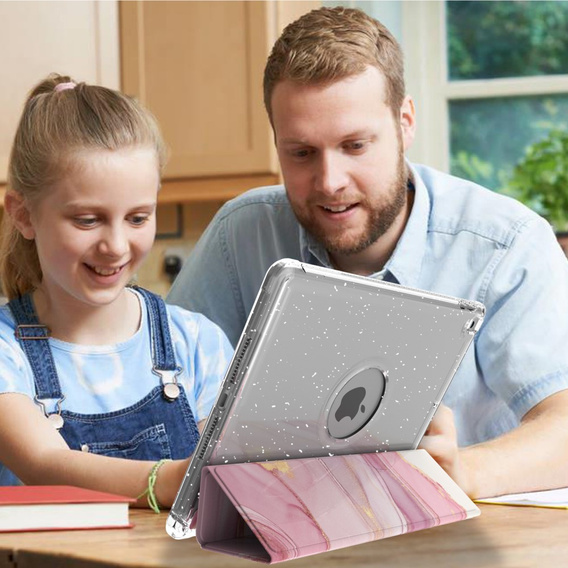 Etui do iPad 10.2" 2021/2020/2019 (9/8/7 gen.), Smartcase Hybrid, z miejscem na rysik, Marble różowe