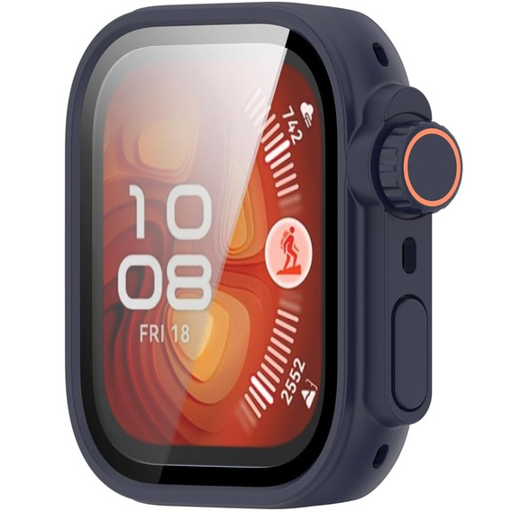 2w1 Etui + Szkło Hartowane do Huawei Watch Fit 4 Pro, Granatowe/Pomarańczowe