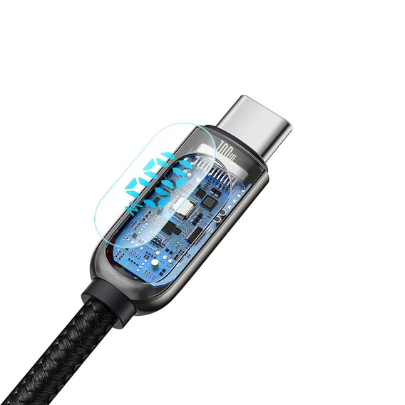 Baseus kabel USB-C na USB-C 1 m 100 W z wyświetlaczem mocy – Czarny