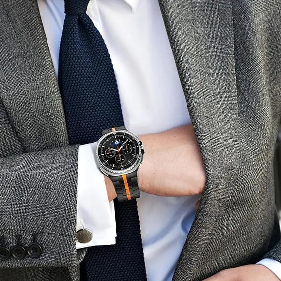 Bransoleta do Samsung Galaxy Watch 8 / 8 Classic, Czarna / Pomarańczowa
