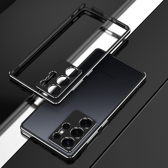 Etui bumper z metalową ramką do Samsung Galaxy S25 Ultra – srebrne