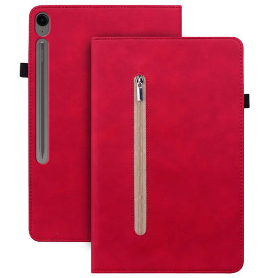 Etui do Samsung Galaxy Tab S9 FE, Wallet Pen Slot, Czerwony