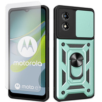 Zestaw Etui pancerne do Motorola Moto E13, CamShield Slide, zielone + szkło