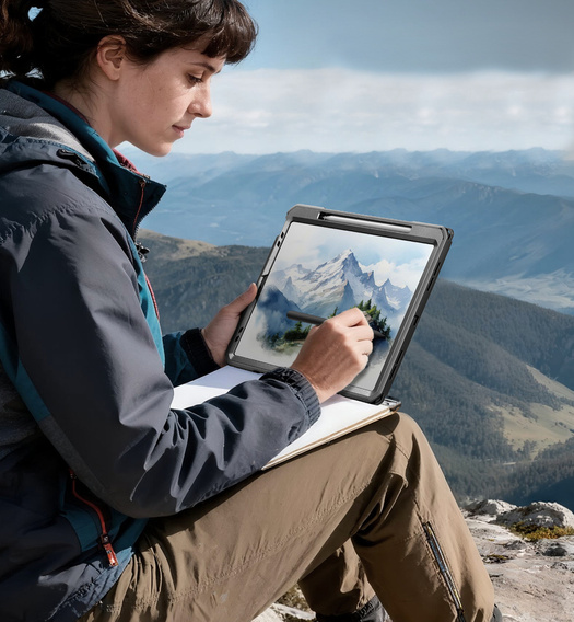 Etui Dexnor 360° do iPad Pro 13" 2024 (7 gen.), z paskiem i miejscem na rysik - czarne