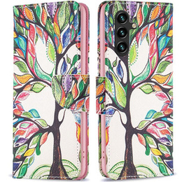 Etui z klapką do Samsung Galaxy A15, Wallet, tree of life, białe + szkło 9H