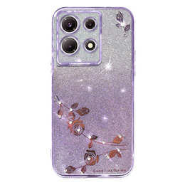 Etui do Infinix Note 30 Pro 4G, Glitter Flower, fioletowe