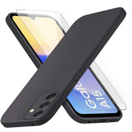 Etui do Samsung Galaxy A15, Silicone Lite, czarne + szkło 9H