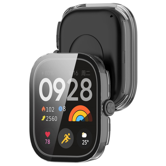 2w1 Etui + Szkło Hartowane do Xiaomi Redmi Watch 4, Przezroczyste, Bezbarwne