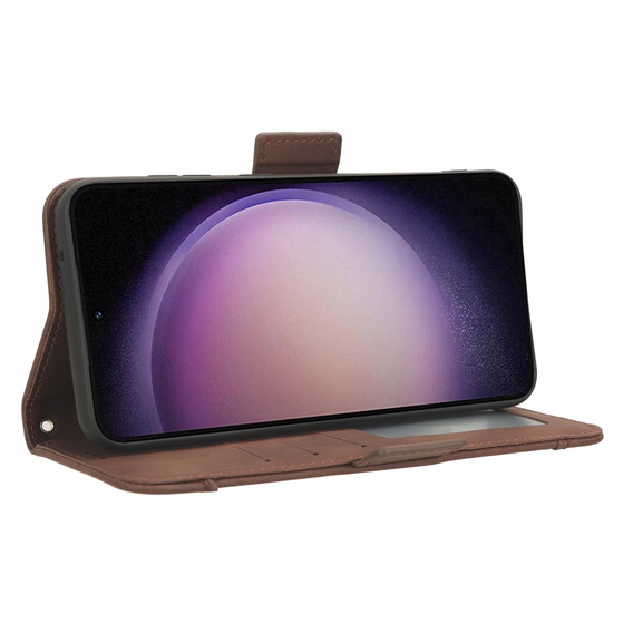 Etui z klapką do Samsung Galaxy S23 FE, Card Slot, brązowe