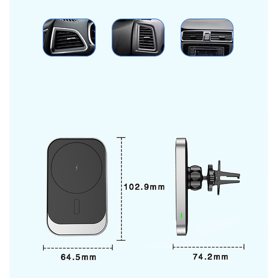 Uchwyt Samochodowy z Magsafe Ładowarka Indukcyjna do iPhone 12/13/14/15/16 Pro/Plus/Max