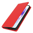 Etui z klapką do Samsung Galaxy S25+ Plus, Litchi Skin Grain, czerwone