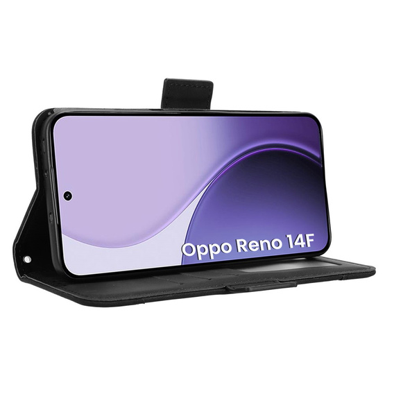 Etui z klapką do Oppo Reno 14 F / 14 FS, Card Slot, czarne