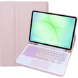 Etui z podświetlaną klawiaturą Bluetooth i touchpadem do Samsung Galaxy Tab A11+ – różowe