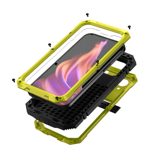 Etui do iPhone 15, R-JUST, pancerne, żółte / czarne