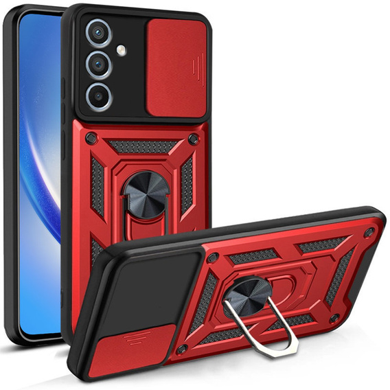 Etui pancerne do Samsung Galaxy M34, CamShield Slide, czerwone