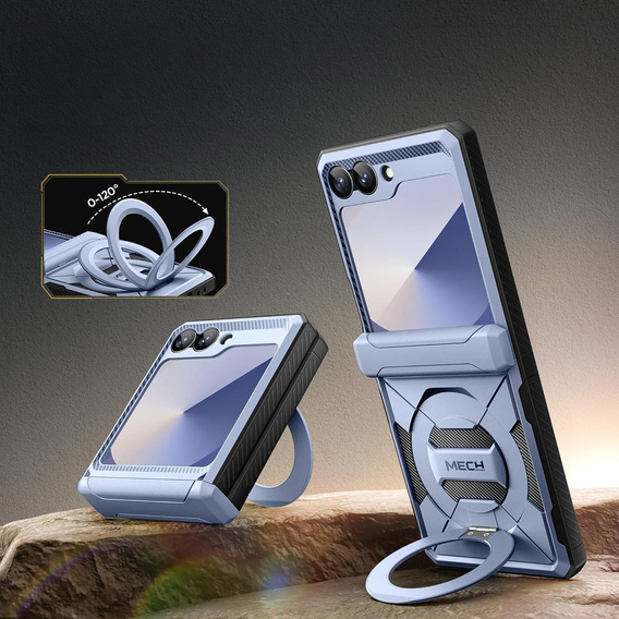 Etui do Samsung Galaxy Z Flip7 FE / Z Flip6, Tongate MECH Magsafe, niebieskie