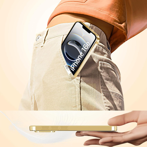 Etui do iPhone 16E, Electro MagSafe, złote + Szkło na ekran
