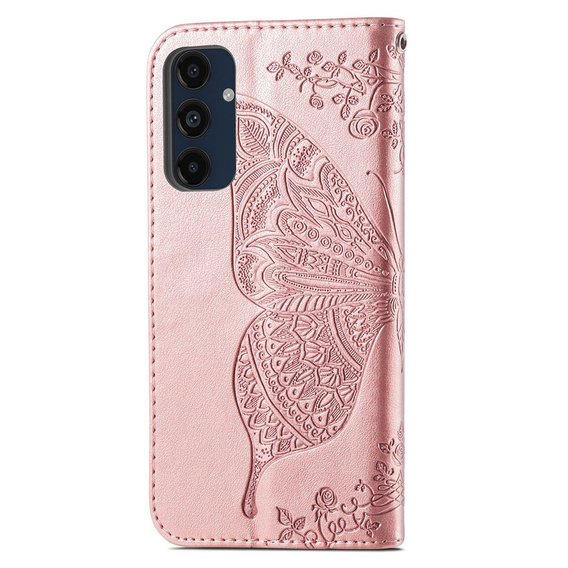 Etui z klapką do Samsung Galaxy A16 / A16 5G, Butterfly, różowe rose gold
