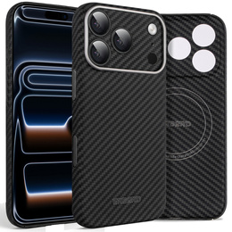 Etui do iPhone 17 Pro Max, ERBORD Full Kevlar, do MagSafe, czarne