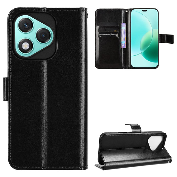 Etui z klapką do Honor 400 Lite, Crazy Horse Wallet, czarne